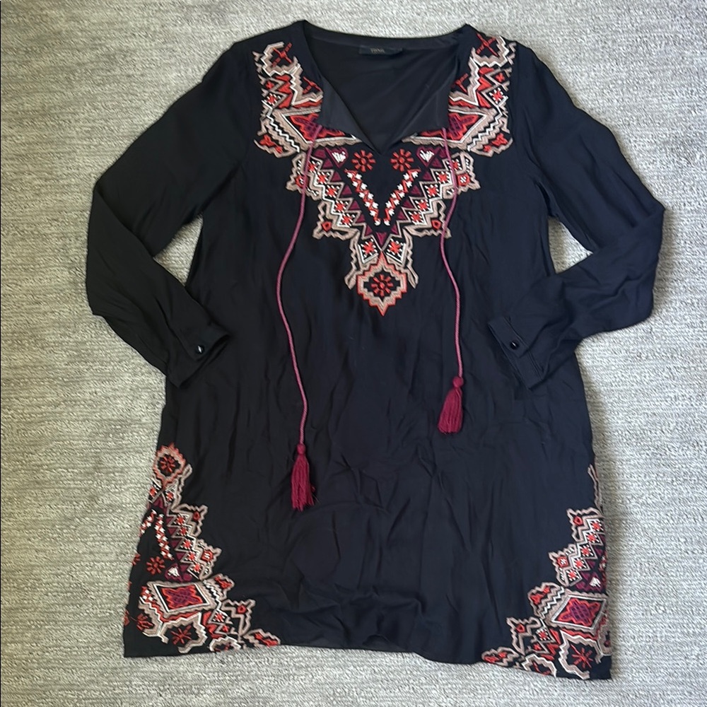 THML Black Tunic with Red Embroidery